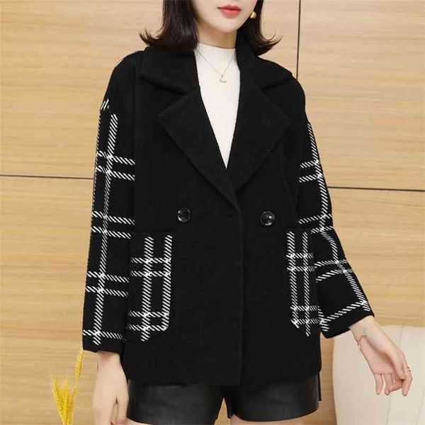 

women fur coat fashion winter jacket real natural fox collar loose long parkas big outerwear 210427, Black