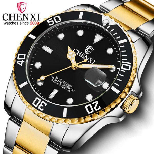 

wristwatches chenxi men watches date quartz watch men's stainless steel waterproof analogue quartz-wristwatches montre homme, Slivery;brown