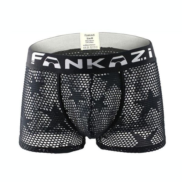 

underpants mens underwear breathable mesh hollow out men's boxer four corner men shorts solid panties cueca trunks, Black;white