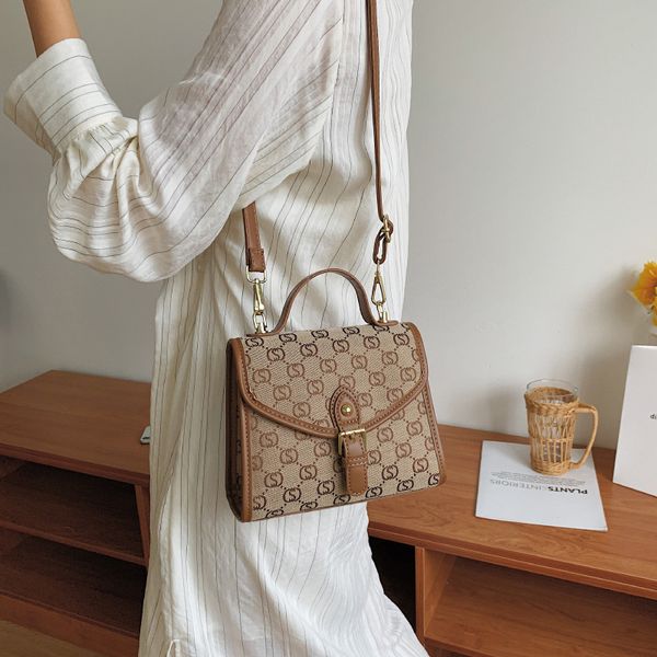 

handbag lock printing hand autumn new fashion single shoulder messenger small square women's bag