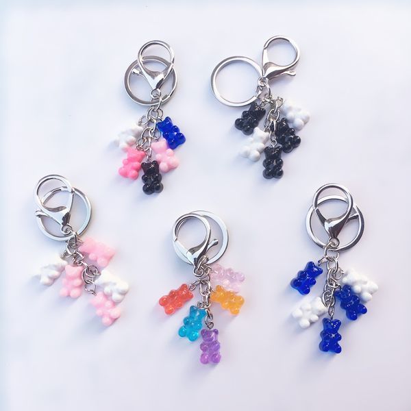 

resin candy keyring colorful lovely bear keychain cartoon bears dangles pendant cute girl dangle 6 colors, Silver