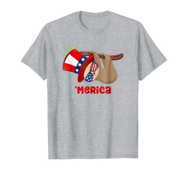 

patriotic sloth shirt cute sloth 4th of july merica t-shirt, White;black