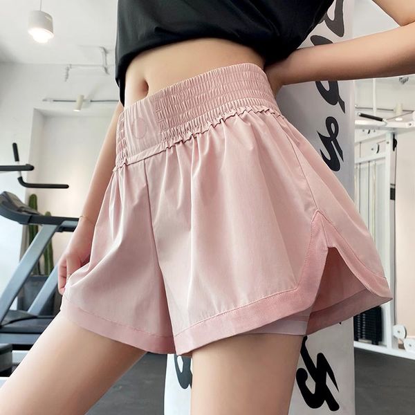

running women shorts solid pink high waist wide leg all match casual female thin lady elegant women's, White;black