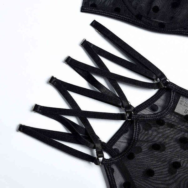 NXY sexy setAduloty Fashion Mesh Garze Lingerie Black Love Prospective Splicing cross Tie Biancheria intima erotica da donna sexy Set di due pezzi 1128