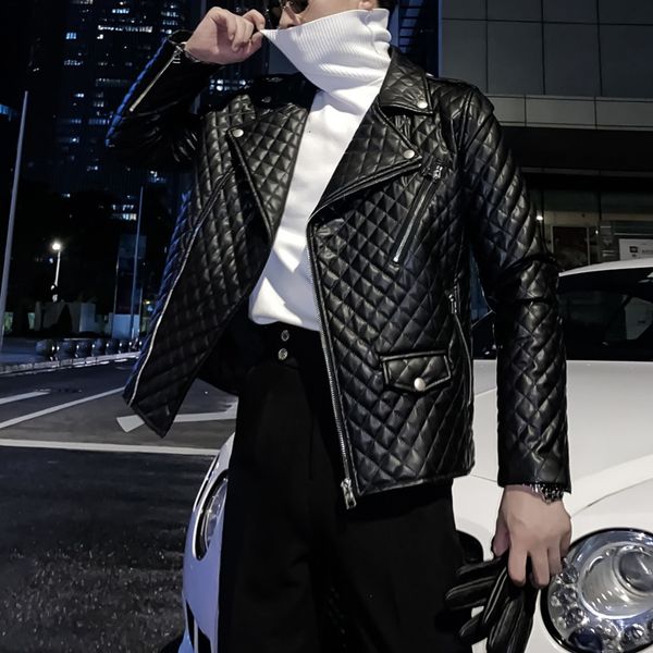 

men's leather & faux imitation leather jacket, english thick punk, autumn and winter, Black
