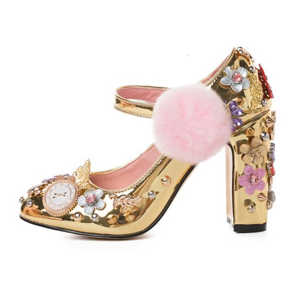 

dress shoes spring summer rhinestone women flower jewelled diamond rivets pompoms high heels pumps bridal mirror metal we gvv2, Black