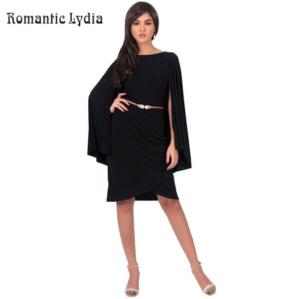 

casual dresses women summer vintage knee-length o-neck cloak sleeve lady elegant party pencil dress vestidos, Black;gray