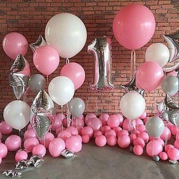 

party decoration 1set birthday balloon pink white helium foil balloons boy girl my 1years old baloon baby shower decorations supplies