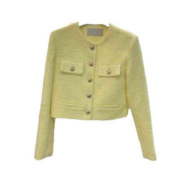 

korea dongdamen 2021 autumn fashionable women's wear versatile round neck buckle celebrity style short coat korean version, Black;brown