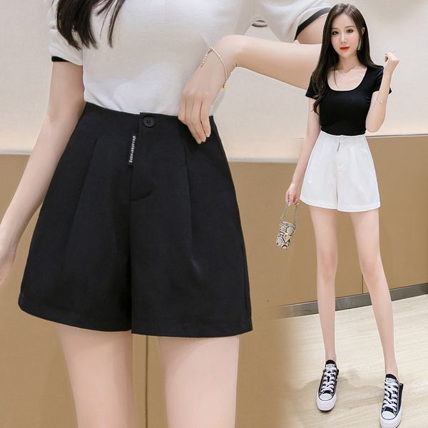 

women's shorts high waist a-line 2020 summer style net red super fire loose thin wide leg pants, White;black