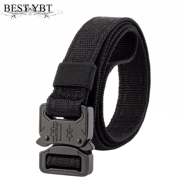 

nylon belt 2.5cm tactics alloy insert buckle men young simple outdoor multifunction sports fans belts, Black;brown