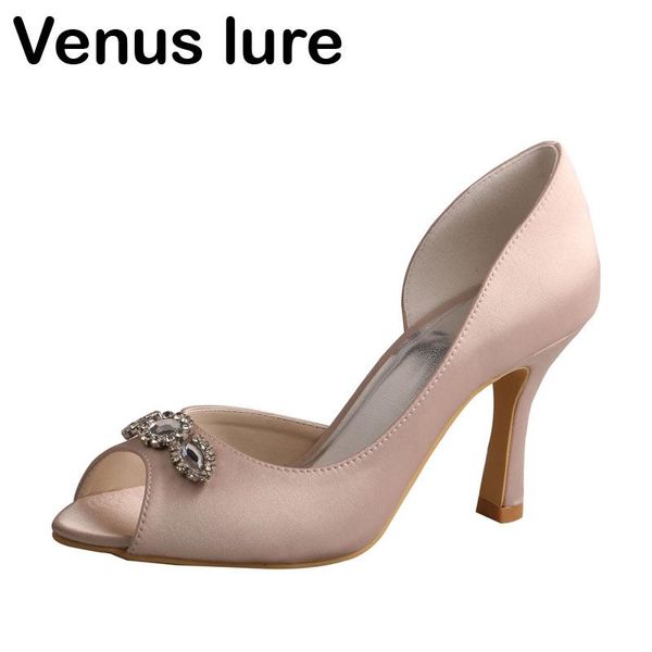 

colors nude women wedding beautiful shoes open toe heel pumps dress, Black