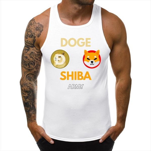 

doge shiba army men tank funny inu coin crypto printed sleeveless garment singlet casual clothing cool vest, White;black