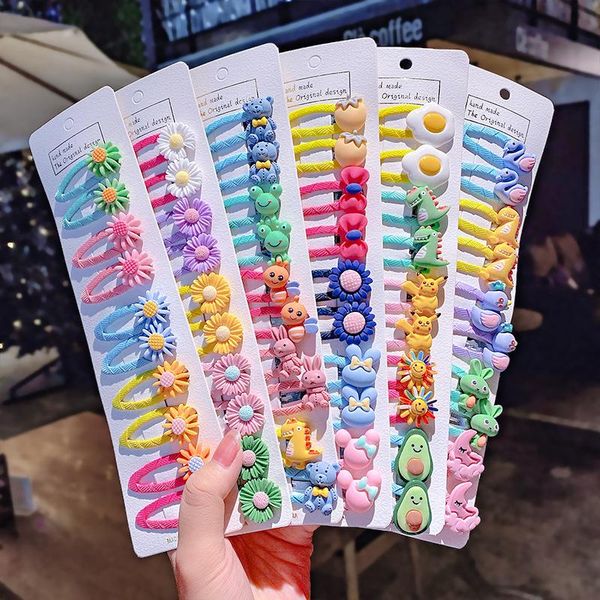 

hair accessories 10pc cute children hairpin flower cartoon clips for girls kids ornament barrettes hairclip headdress, Slivery;white