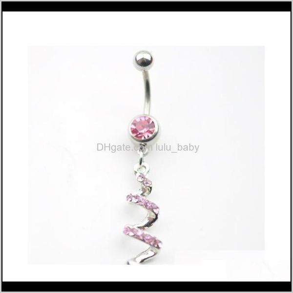 

bell button rings delivery 2021 d0013-1 ( 2 ) piercing body jewelry style navel belly ring clear & pink colors stone drop i9ioo jfqwn, Silver