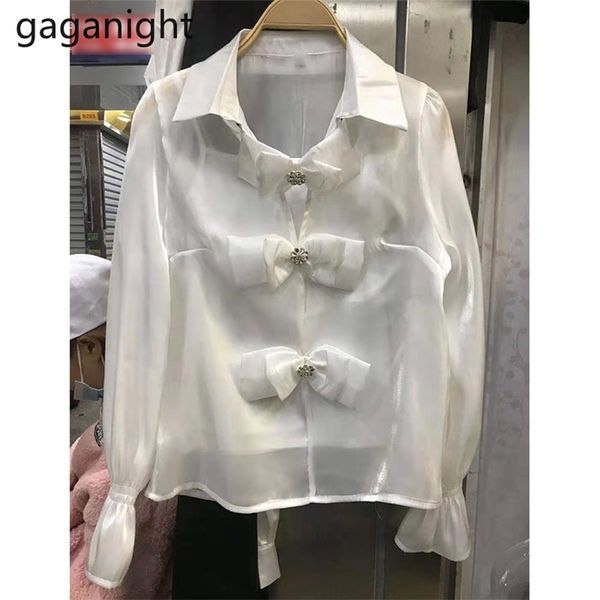 Camisas de manga larga regulares de chifón, blusas con cuello vuelto y lazo grande, blusas elegantes y elegantes para mujer, blusas de oficina para mujer 210601