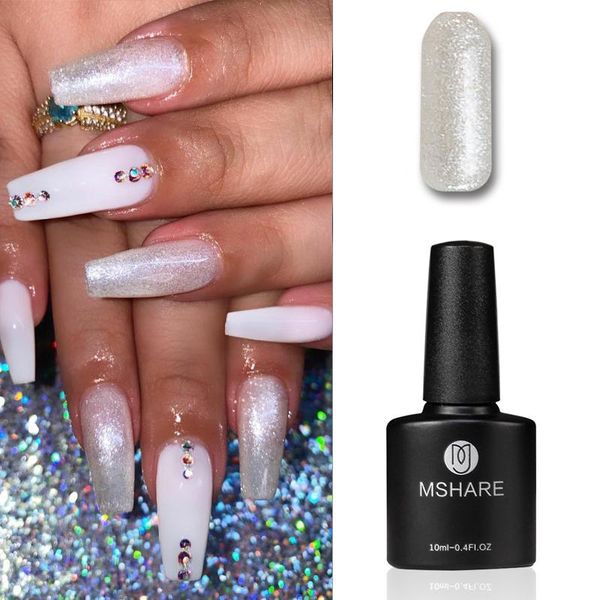 

nail gel mshare shiny white nails varnish blue shimmer polish soak off 12g, Red;pink