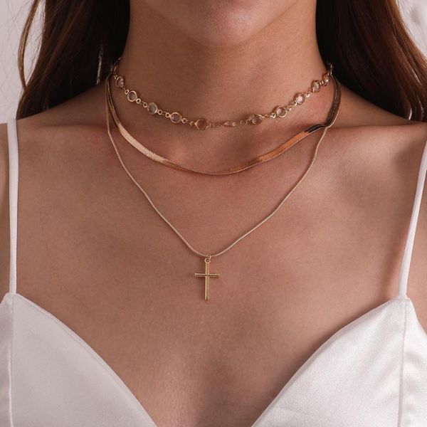 

chains bohemian cross necklaces for women, Silver