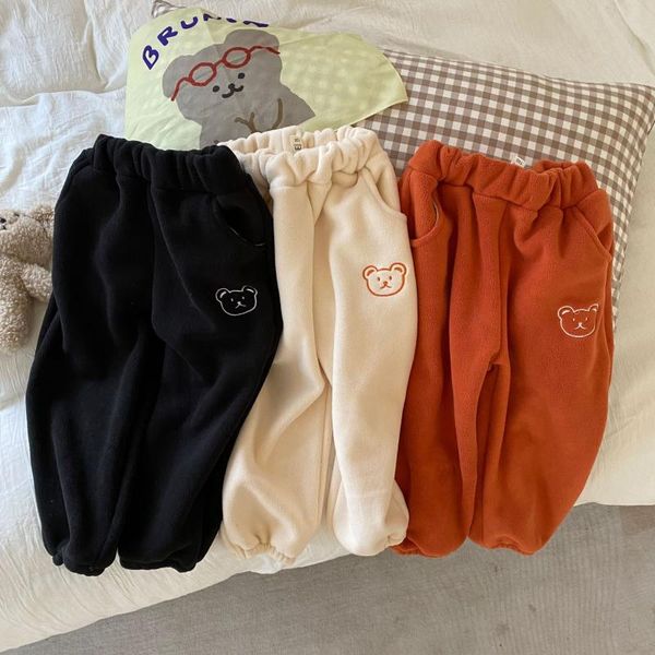

trousers 2021 autumn arrival girls fashion cartoon pants kids warm fleece, Blue