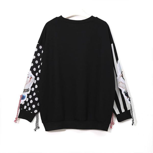 

women's hoodies & sweatshirts sondr black long sleeve women patchwork print tassel pullover harajuku hoodie clothes