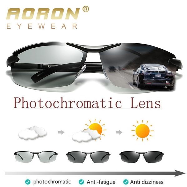 

aoron pchromic polarized sunglasses men discoloration eyewear anti glare uv400 glasses driving goggles oculos