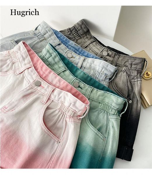 

women's jeans 2021 est women shorts summer tie dye print high waist buttons zipper short pants casual quality 4 colors, Blue
