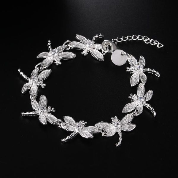 

link, chain silver dragonfly bracelet fashion for women girl lovely plated 925 christmas gift valentine's day jshh121, Black