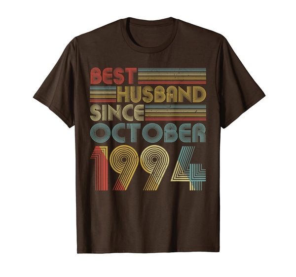 

mens 25th wedding anniversary, husband since october 1994 t-shirt, White;black