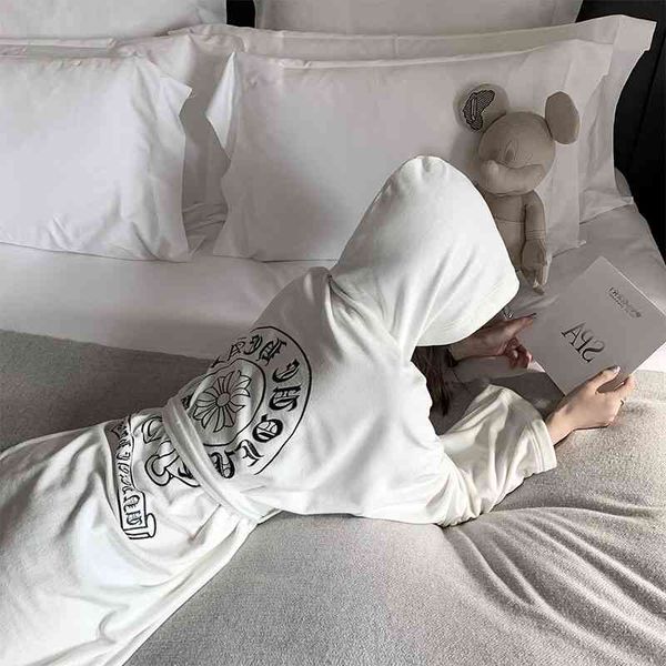 

65% off outlet online store velvet long pajamas and nightgowns for women to wear out three piece leisure home, White;black