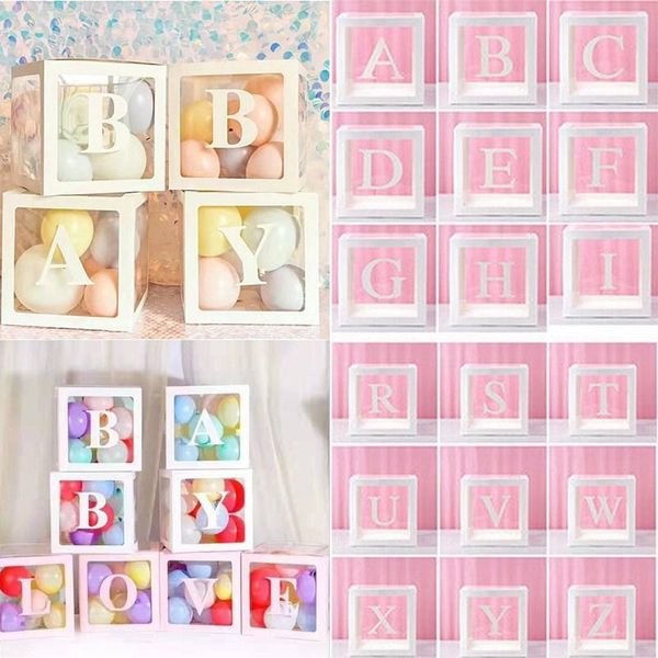 

letters transparent box baby shower decoration christening birthday party decor balloon gift for boy girl wrap