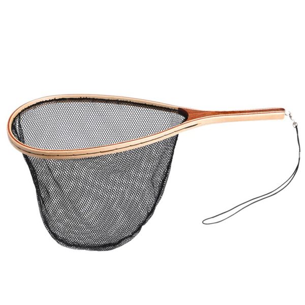 

landing net in wood frame capture and release portable lightweight nylon fishing accessories