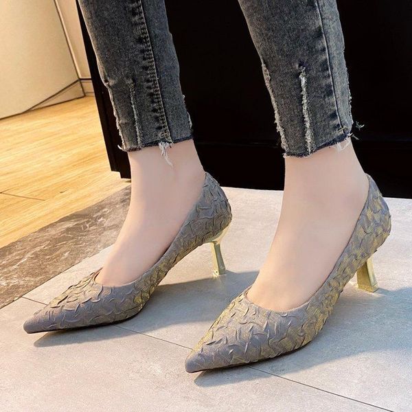 

pointed toe high heels women metal fashion office thin heel shoes multicolor heeled buty damskie 2021 dress, Black