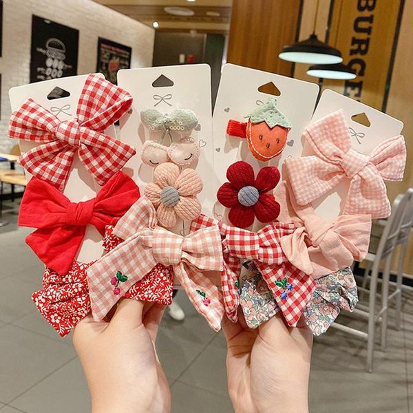 

bow grid small hairpin women's clip children's girl's fabric floral cute princess baby headdress hair accessories, Slivery;white