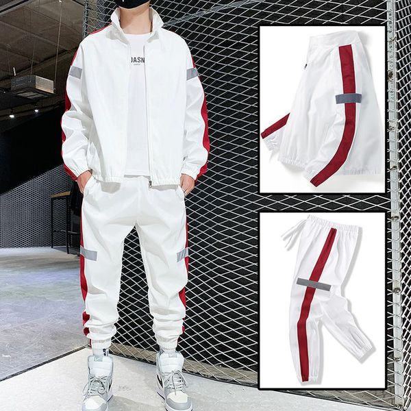 

men's tracksuits lomemol autumn sportswear youth loose casual two-piece tracksuit men spring/autumn outdoor running fitness sports sets, Gray