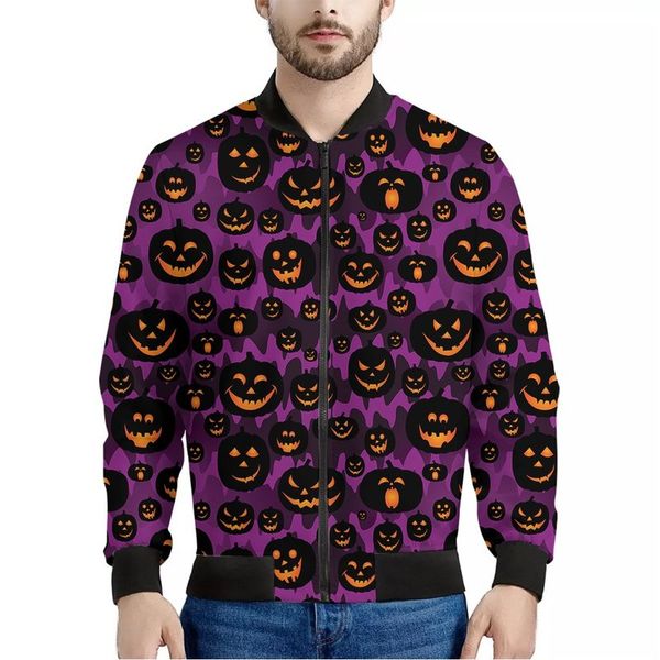 

halloween smiley pumpkin men's baseball jacket, high-quality, comfortable, fashionable, travel, sports, party, commute, Black;brown