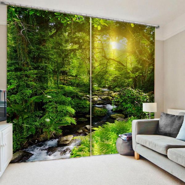 

modern home decoration blackout 3d curtain stereoscopic lifelike green landscape curtains personality & drapes