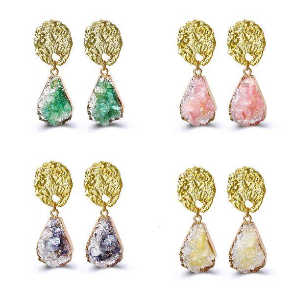 

geometric sequin glue cluster crystal water drop earrings creative color earrings, Silver