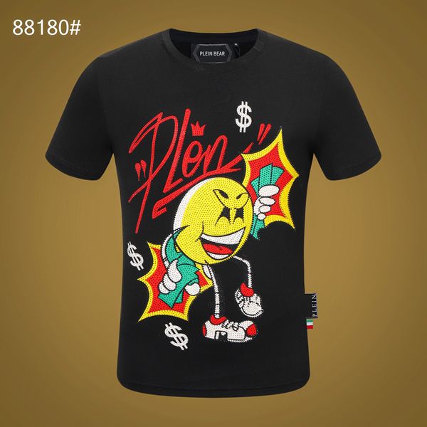 

plein bear t shirt mens designer tshirts brand clothing rhinestone skull men t-shirts classical hip hop streetwear tshirt casual tees pb 114, White;black