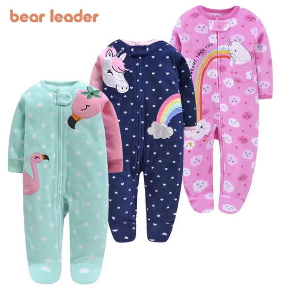 

jumpsuits bear leader casual baby girls rompers fleece one pieces soft infant for kids born boys clothes, Blue