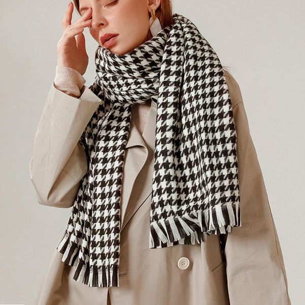 

berets plaid scarf women winter 2021 fashion imitation cashmere wholesale warm shawl, Blue;gray