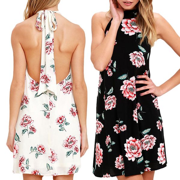 

party dresses women dress printing large swing long casual loose print ladies backless sundress drop bs6w, White;black