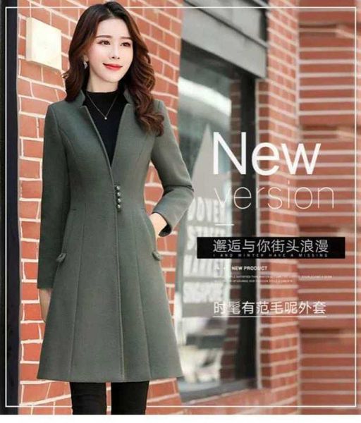 

women's jackets coats woollen middle long autumn winter versatile slim temperament lady woolen 7dan, Black;brown