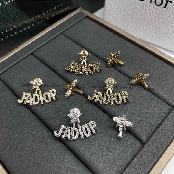 

special offer 75% off outlet online family bee asymmetric wind letter bee net red same earrings, Golden