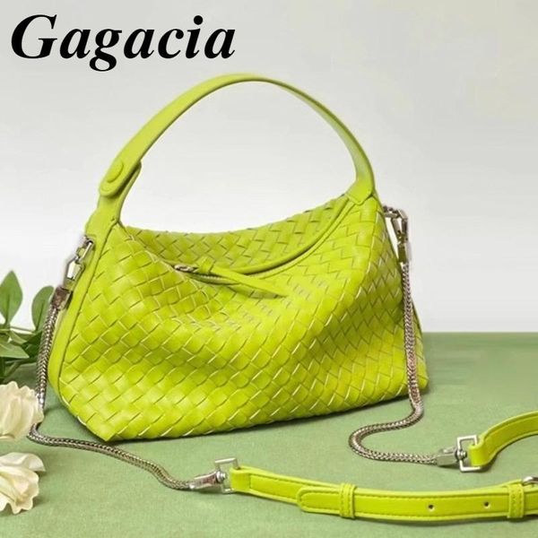 

evening bags gagacia big capacity shoulder bag for women 2021 korean style knitting cow leather female totes ladies handbags