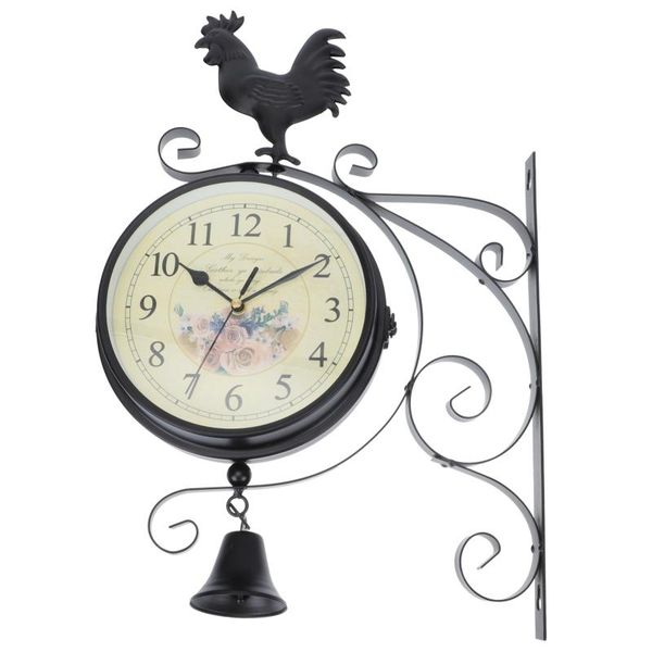 

wall clocks 1pc clock vintage double-side iron arts retro style hanging