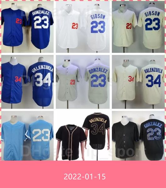 

1981 1988 vintage baseball retro 23 victor gonzalez jersey kirk gibson 34 fernando valenzuela retire flexbase cool base blue white black gre, Blue;black