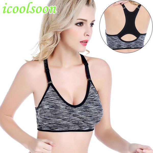 

gym clothing seamless sports bra women's vest without rims for fitness, -proof period dyeing yoga running sleeping mesh icoolsoon, White;black