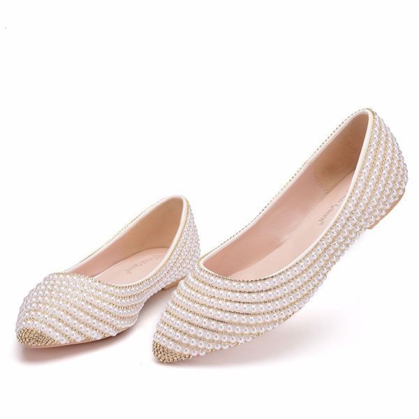 

dress shoes white silver flats wedding pointed toe plus size women bridal casual 4ofe, Black