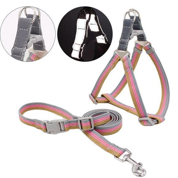 

nylon pet dog harness&leash set adjustable vest harness running leash strap belt traction rope for small medium dogs collars & leashes