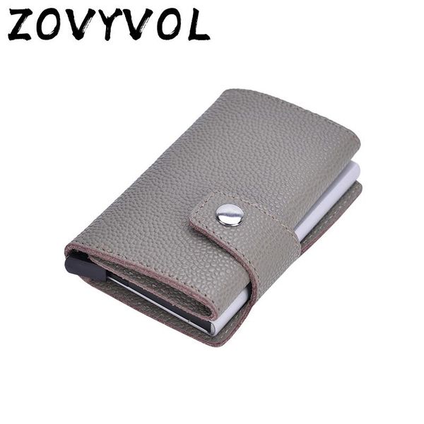 

card holders zovyvol rfid business holder genuine leather short wallet minimalist, Brown;gray